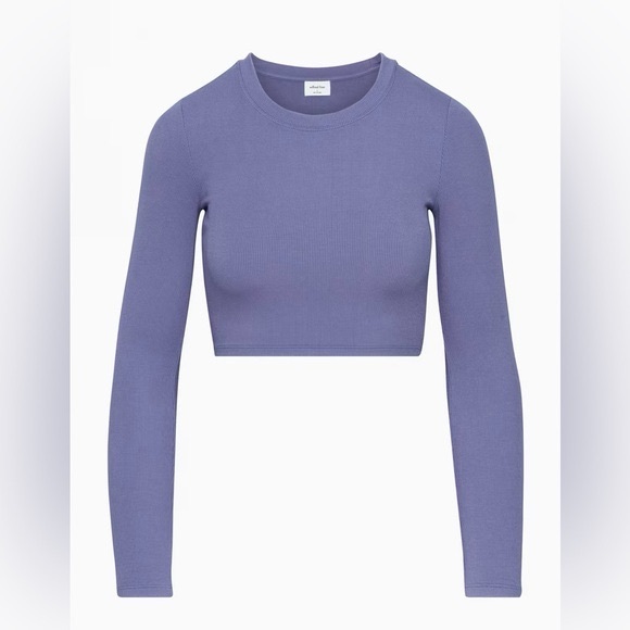 Aritzia Wilfred Free GoTo Cropped Longsleeve in Gd Deep Violet - Picture 3 of 11